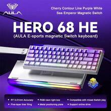 AULA HERO 68HE 定制机械键盘,有线,0.01mm RT 精度,128K 扫描速率,0.125ms 超低延迟,专业电竞游戏键盘,RGB 灯效,68 键,8K 轮询率,密封结构,铝合金定位板,附赠编织线缆 - 查看 15