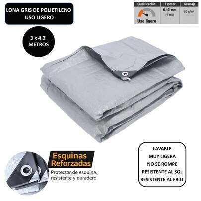 Gray Tarpaulin, 3 X 4 Meters, For Light Use. Woven From High-Strength Raffia. Reinforced Corners. Resistant To Sun And Rain.