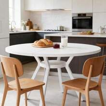 Round Dining Table, Kitchen Table, Elegant White Dining Table, Reception Table, Wine Table, Coffee Table (Dining Table Only) - White - View 4