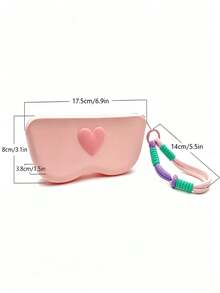 Funda de almacenamiento de gafas de silicona con forma de corazón con cordón tejido a mano, diseño colorido y fresco, material de silicona suave resistente al desgaste y a los arañazos, protección a prueba de polvo y presión para lentes y monturas, bolsa de almacenamiento de gafas portátil y de moda, adecuada para viajes diarios, desplazamientos al aire libre, almacenamiento en el hogar, accesorio de estuche protector de gafas creativo y de alto valor - Ver 4