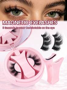 MAANGE 1對磁吸貓眼假睫毛 9-15mm，雙層睫毛打造3D蓬鬆濃密效果，捲翹長尾款，延伸眼角，自然放大眼睛，附內置鏡子圓盒，攜帶方便，可重複使用，免膠水，適合初學者的彩妝工具，佳節禮物 - 半眼睫毛 - 查看 13