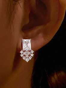 Summer 6pcs Set: 14K Gold Plated, Vintage Elegant, 5A+ Grade Zirconia Inlaid Copper Clover And Heart Design Women's Earrings. - Multi-color 6-piece Set - View 8
