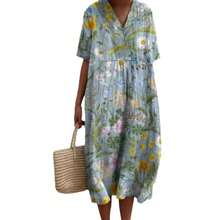 Women Midi Dresses - Orange Flowers - View 7