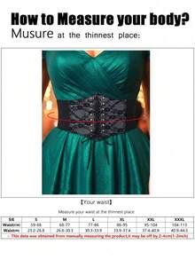 1pc Women's Renaissance Period Accessory, Black Sheer Lace Corset, Sexy Gothic Style Suitable For Halloween Party Or Daily Outfit Matching - Black - View 6