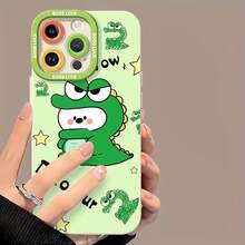 Lindo dinosaurio verde de dibujos animados con estrellas. Esta elegante funda para teléfono es compatible con Samsung, Apple, VIVO, OPPO, , Transsion, ,  y Honor. Hecha de silicona TPU, ofrece protección contra golpes y caídas, además de una sensación superior. Es un regalo ideal para familiares, amigos y seres queridos, y una opción perfecta para el Día de San Valentín y Año Nuevo. Funda para teléfono, funda para iPhone 17 Pro Max, funda para iPhone 17 Pro, funda para iPhone, funda para iPhone 16, funda para iPhone 16 Plus, funda para iPhone 15 - Blanco - Ver 2