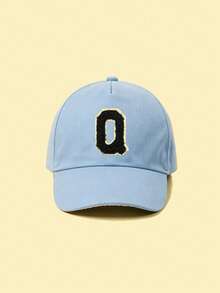 1pc Children's Customizable 26 Letter Embroidered Blue Baseball Cap, Unisex Baby Sun Hat, Suitable For Outdoor Activities And Daily Wear, Sun Protection - Blue - View 5