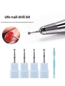 1/5件組 膠水拋光修剪工具 中粗粒度 UFO 形鑽石美甲磨頭 耐磨耐用頭部 用於清除側邊多餘膠水 美甲電鑽配件 適合沙龍與 DIY 美甲藝術 - 彩色 - 查看 6
