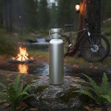 1pc Titanium Outdoor Camping Water Bottle, Leak-Proof Portable Bicycle Water Cup, Sandblasted Finish - Silver - View 2