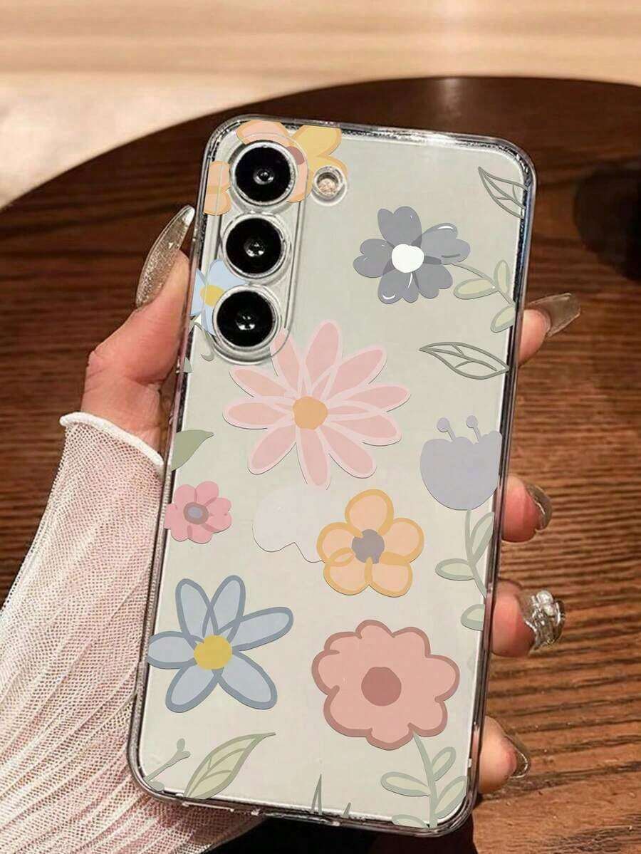 1 Piece Soft Romantic Fashion Floral Print Phone Case Compatible With Huawei Honor, Galaxy A04e/12/A13/A14/A34/A50/A52/A53/A54/S21/S22/S23/S24/S25/S25Ultra/S25FE/S26/S26 PLUS/S26 ULTRA/S26 EDGE, 6A/7A/8A, 12T/13T/15T/15T Pro - 透明 4 - 查看 1