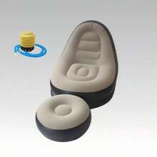 Foldable Inflatable Sofa Bed With Footstool, Portable Slouchy Lounge Chair, Suitable For Camping, Home, Garden - Footstool Inflatable Sofa - View 3