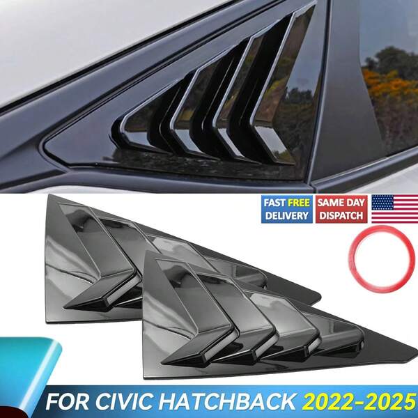 Fits 2022-2025  Civic 11th Sedan Side Window Louver Vent Gloss Black, Vehicle Accessory, Sleek Design, Durable Construction, Modern Vehicle Accessory, Sturdy Build