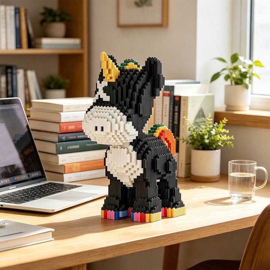 4900pcs Cute Rainbow Unicorn Micro Building Blocks Kit, 3D Animal Mini Particle Assembly Bricks, DIY Stress Relief Puzzle Figurine, Aesthetic Desktop Ornament, Birthday Holiday Gift For Girls Kids Room Decor Collectible Toy - Multicolor - View 1