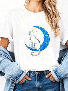 1 Women's T-Shirt With Floral Print And Lettering. - White 4 - View 2
