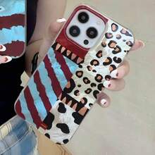 Cheetah,Leopard Print Laser Leopard Print Textured Phone Case, Suitable Compatible With Iphone 16/15/14/13/12 Pro Max/11, Fashionable Shockproof Protective Back Cover, Waterproof, Anti-Fall, Scratch-Resistant - Multicolor - View 3