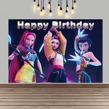 1 pieza Decoraciones para ambiente de fiesta con temática de ídolos K-POP, Cazadores de demonios K-Pop, Caza de brujas de K-Pop, Tela de fondo, Decoración de fiesta de cumpleaños, Regalos de decoración de fiesta del grupo de Caza de brujas para niños - Multicolor - Ver 8