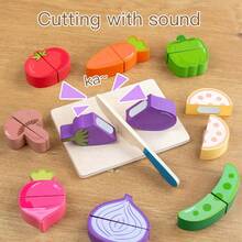 Montessori Early Education Wooden Food Cutting Toy, Fruit/Vegetable/Food/Dessert Multi-Theme Play Kitchen Toy, Children's Game, Boy Game, Girl Game, Fruit And Vegetable Recognition, Develop Hand-Eye Coordination, Improve Fine Motor Skills, Cultivate Finger Flexibility, Train Grasping Ability, Cultivate Concentration, Cultivate Calmness, Parent-Child Interaction Toy, Suitable For Christmas, Easter, Halloween, Birthday Gift - Multicolor - View 3