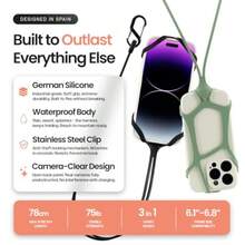 Pulpo - Correa para teléfono celular, correa de teléfono antirrobo, soporte para teléfono con cuello en carterista, cordón de silicona para teléfono - Negro a las 2 AM - Ver 5
