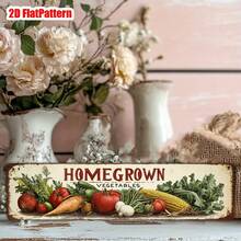 2D Flat Metal Sign - Country Style Homegrown Vegetable Decor, Vintage Tin Art, Size 3.94X15.75 Inches, Suitable For Kitchen, Cafe, Garage, Bar - Unique Housewarming, Birthday, Thanksgiving Gift - A - View 2