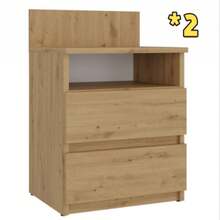Multi-Functional All-In-One Nightstand With Backrest, Open Storage Compartment + 2 Drawers, 4 Colors Available, Space-Saving Bedside Cabinet For Small Spaces, Universal Use For Bedroom/Apartment/Dorm, Silent Slides Large-Capacity Bedside Storage Unit - Multicolor - View 16