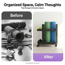 Gray Modern Fitness Equipment Storage Cart,Minimalist Floor-Standing Sports Gear Organizer Rack,Multifunctional Household Sundry Mobile Storage Trolley,For Home Gym Yoga Studio Store Yoga Mat Dumbbell Kettlebell Resistance Band Various Sports Supplies - Grey - View 6