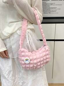 1pc Solid Color Soft Puffy Quilted Underarm Bag, Ruched Cloud Shoulder Bag, Lightweight Nylon Versatile Small Bag, Suitable For Girls/Students/Young People, Ideal For Daily/Outing/Date/Shopping! - Fy-6005 - View 13