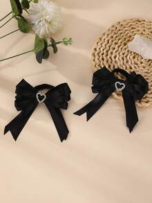 2pcs/6pcs Girls Heart Ribbon Bow Hair Scrunchies Set, Suitable For Daily Decoration - Multicolor - View 6