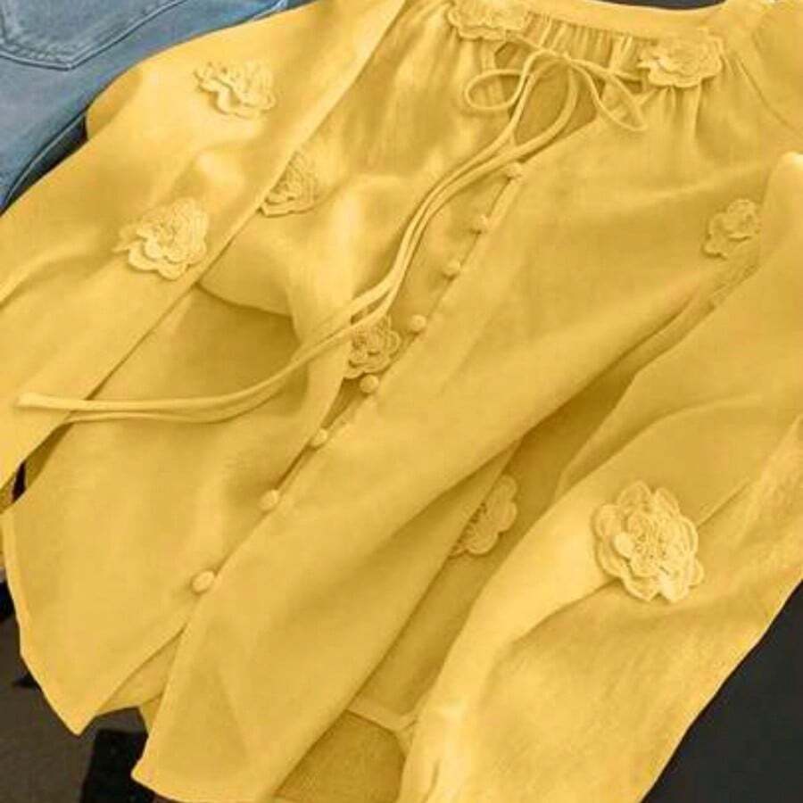 Vestido de camisola con cintura ceñida, elegante para vacaciones en la playa, primavera - Amarillo - Ver 1