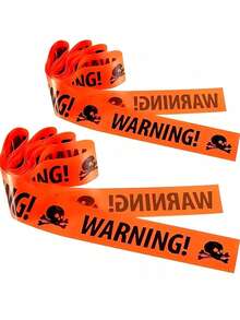 4pcs-Halloween Warning Tape, Venue Decoration Fence Tape, Skeleton Warning Tape Decoration, Outdoor Party Skeleton Tape, Indoor Zombie Halloween Party Decoration, Event And Party Supplies, Party Decoration, Halloween Decoration, Haunted House Decoration, Skeleton Decoration - Multicolor - View 8