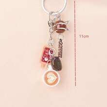 1 buc ceașcă de cafea mini realistă unisex, boabe de cafea, decor pentru semn de cafenea, mărgele mari texturate cu dungi, etichetă cu literă de cafea, pandantiv pentagramă, cadou pentru prieten, pandantiv pentru geantă - Multicolor - Vizualizare 2