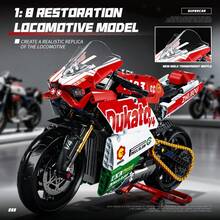 1:8 Bloques de Construcción de Motocicleta de Carreras Estilo Ducati, 805 piezas Motocicleta Mecánica Simulada con Partes Móviles, Juguete de Ensamblaje de Alta Dificultad, Decoración de Escritorio Coleccionable, Regalo Perfecto para Niños y Adolescentes - Multicolor - Ver 8