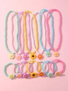 Bộ 14 vòng cổ mặt dây chuyền hoa cúc nhiều màu, vòng tay hạt charm, thích hợp cho tiệc tùng ngày lễ, quà tặng sinh nhật, đeo hàng ngày - Nhiều màu - Xem 9
