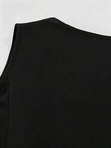 Vestido de rayas amarillo claro con cuello en V, sin mangas y corte evasé para mujer de talla - Elegante y de moda, con cinturón decorativo metálico, para uso casual, de oficina, paseos y fiestas deé por la tarde - Negro - Ver 9