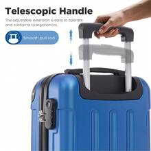 YONSLY 16 Inch Suitcase With Detachable Wheels 360° Combination Lock Double Zipper Soft Rubber Handle Trolley Travel Suitcase For Vacation - 寶藍色 - 查看 6