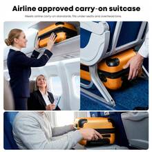 YONSLY 16 Inch Suitcase With Detachable Wheels 360° Combination Lock Double Zipper Soft Rubber Handle Trolley Travel Suitcase For Vacation - 橘色 - 查看 3