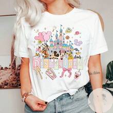 Disney Unisex Loose T-Shirt  Mickey & Friends Disneyland Shirt, Magical Castle Mickey Balloon Disneyland Trip Tee, Family Vacation Birthday Matching Shirts, Gift For Her - trắng - Xem 6