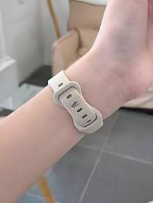 超薄米色矽膠錶帶女款，運動風，尺寸 40mm 41mm 42mm 44mm 45mm 49mm 46mm S11-42mm，纖細腰身設計，相容 Ultra 4/SE 3/Series 12/S11/S10/S9/S8/S7/S6，透氣個性化蝴蝶扣可愛女款，適合游泳瑜伽健身，夏季海灘活動禮物萬聖節 - 米色 - 查看 4