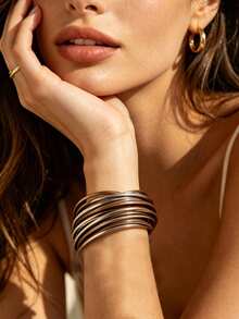 Bohemian Style PU Leather Multi-Layer Women's Bracelet For Outfit Matching - Gray and Brown Mixed Colors - View 2