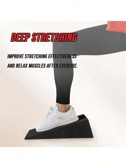 2pcs Yoga Bricks Calf Stretch Ramp, Used For Enhancing Stability Training, Leg Strength And Balance - Durable Black Fitness Equipment, Suitable For Weightlifting, Leg And Deep Stretching, Sturdy Structure, Training Aid Designed For Fitness