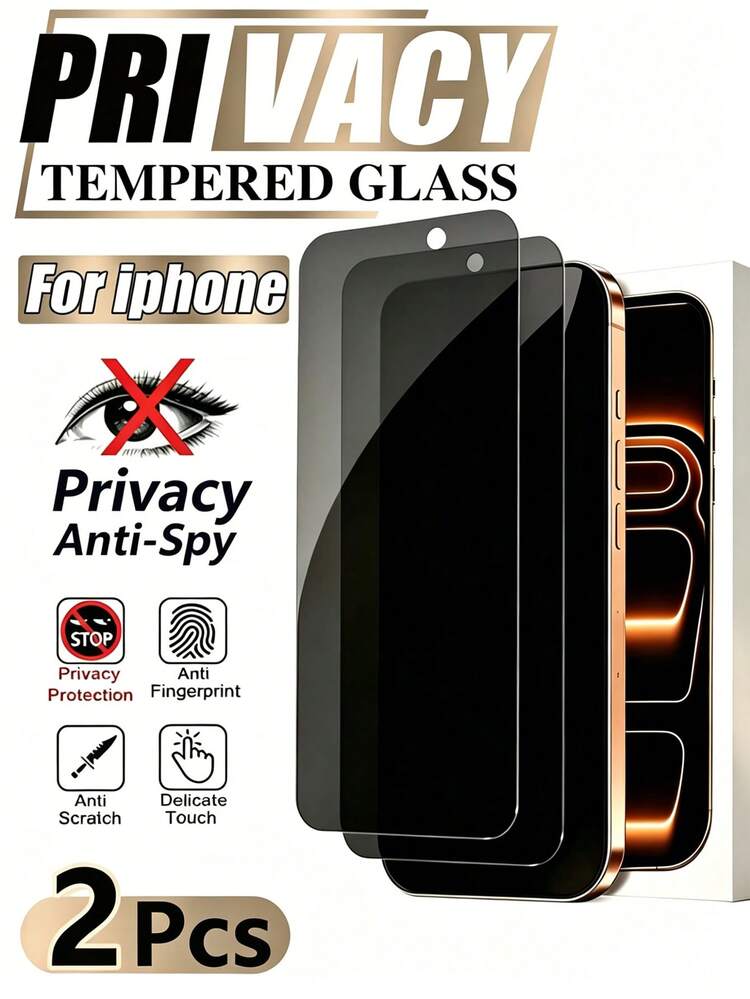 MIGAE 2pcs - 17 Pro Max Anti-Peeping Screen Protector, Anti-Scratch Tempered Glass, Full Coverage, Compatible With IPhone 17/16/15/14/13/12/11 Pro Max/XR/X/XS Max Plus, Anti-Fingerprint Screen Protector, Phone Accessories, Suitable For Phone Cases - Black - View 36