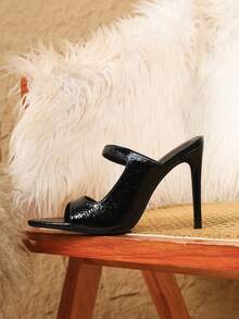 Sexy Fashion Pointed Toe Thin High Heel Casual Versatile Mule Style Black High Heel Sandals For Women,Summer Shoes - Black - View 5