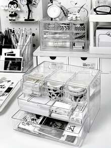 16/3/5/6/7/9格珠寶收納盒，學生宿舍臥室珠寶收納盒，書房桌面收納整理盒，化妝品收納，返校禮物，節日禮物，萬聖節禮物 - 無色 - 查看 9