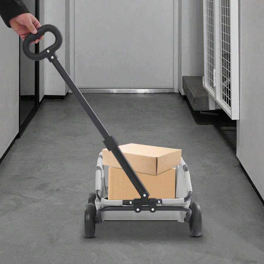 Carrinho de Transporte para Cães e Gatos Mini Dobrável, Carrinho para Animais de Estimação para Viagens com Alça Extensível, Corda de estabilidade e Bolso Lateral, Ideal para Cães de Pequeno Porte até 7,5kg (Preto, Rosa e Cinza) - Cinza - Ver 1