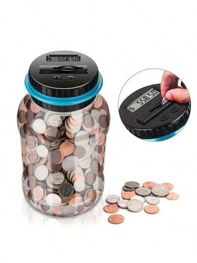 1pc Coin Bank, Counting Coin Bank, Piggy Bank, Suitable For All US Dollar And Euro Coins, Best Gift, Back To School Gift, Birthday Gift