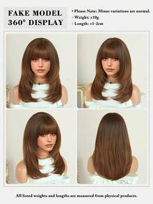 7JHH WIGS Ombre Brown Layered Bob Wig For Women 16 Inch Shoulder-Length Wig With Bangs Synthetic Heat Resistant Fiber Wigs For Daily Party Use, Mother's Day Gifts - Beginners Glueless Wig Accessories - Multicolor - View 6