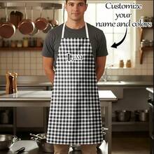 1pc Customizable Linen Kitchen Apron - Personalized Design With Photo Or Text, Multiple Sizes Available - Durable Woven Polyester Cooking Apron, Painting Apron, Barista Apron - Multicolor - View 5