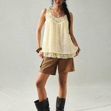 Camiseta de mujer con recorte minimalista de patchwork - Celeste - Ver 6