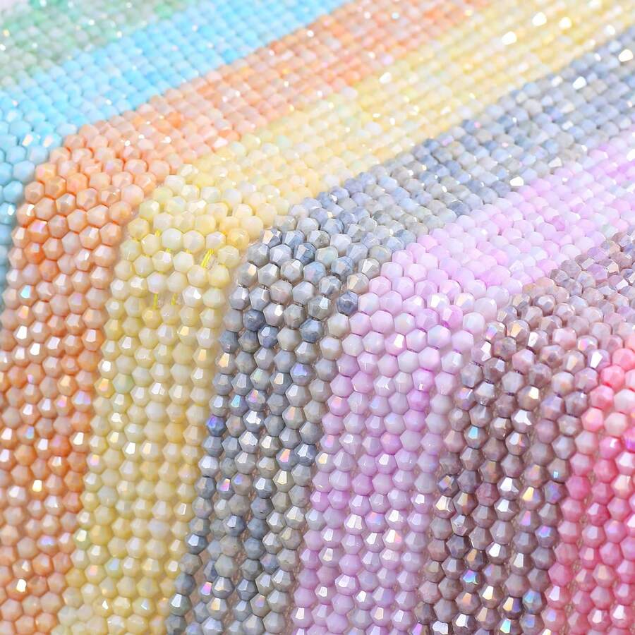1 Strand 4mm Multi-Color Gradient Glass Seed Beads, Approx. 98pcs, DIY Jewelry Making Materials For Necklace, Bracelet, Headpiece, Earrings