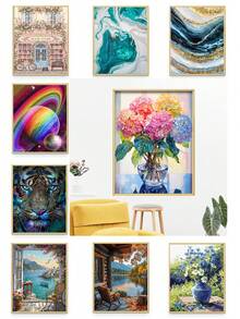 5D DIY 全钻钻石画套装，11.8 英寸 x 15.75 英寸（30 x 40 厘米）无框钻石贴纸艺术品，手工装饰画，家居墙面装饰，生日、母亲节、情人节、父亲节创意礼物 - 圓鑽 - 查看 12