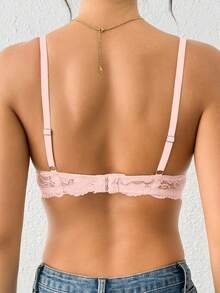 Sujetador con relleno y efecto push-up con encaje para mujer - Rosa - Ver 3