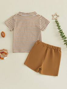 Baby Boys Polo Co-Ords - 咖啡 - 查看 2
